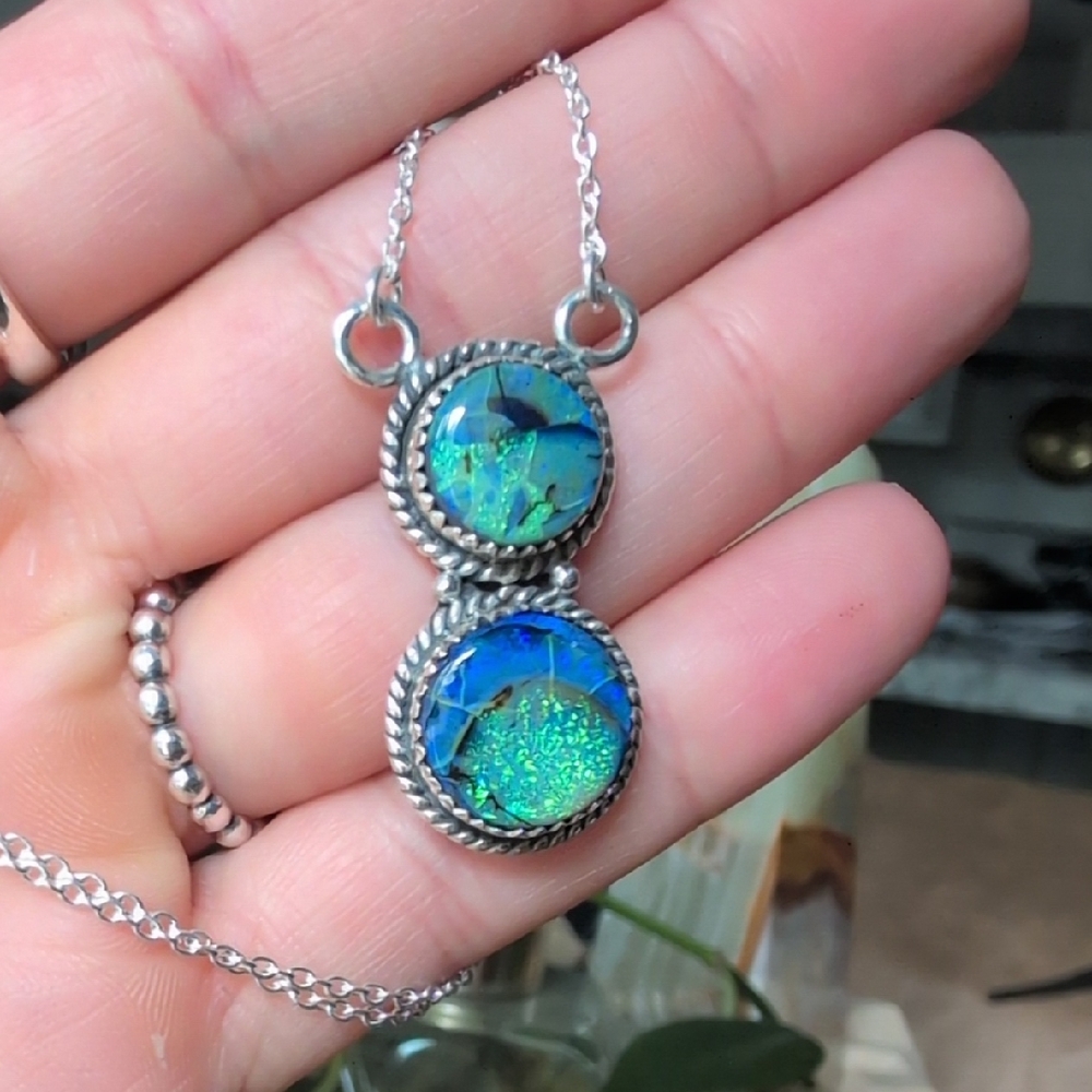 Sterling Silver Monarch Opal Necklace
